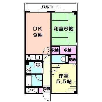 シャングリラ弐番館(2DK/2階)の間取り写真