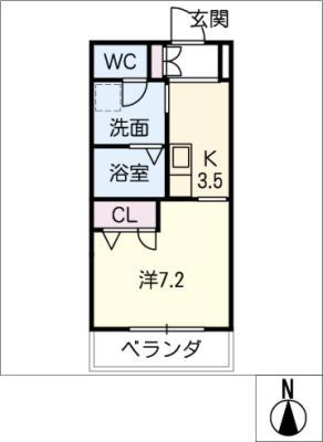 NOBLE COURT東別院(1K/2階)の間取り写真