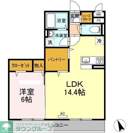 BLESS辻堂(1LDK/2階)の間取り写真