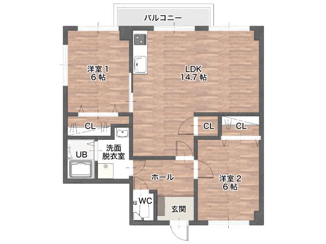 吉澤マンション(2LDK/2階)の間取り写真