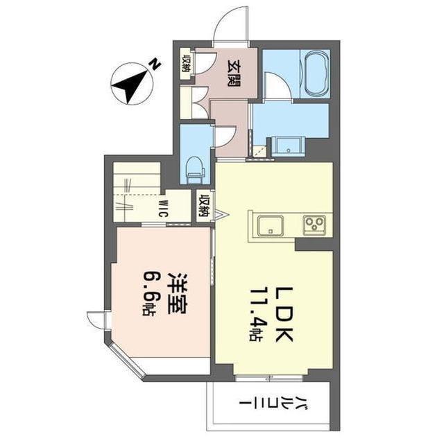 コンティキュール熊之堂(1LDK/2階)の間取り写真