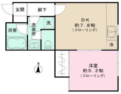 中町3丁目1DK(1DK/1階)の間取り写真