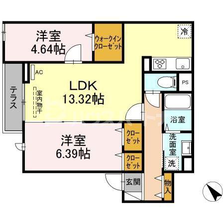 セレスティア西台B(2LDK/1階)の間取り写真