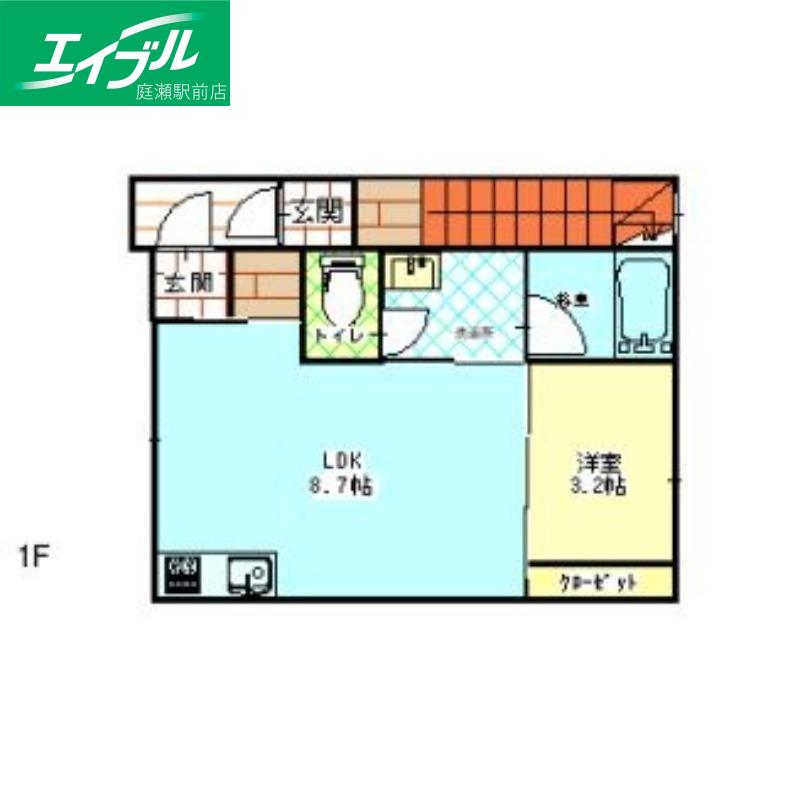 グランメリー早島(1LDK/1階)の間取り写真
