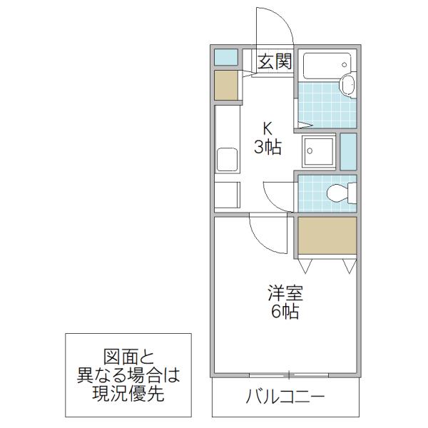 ビバリーヒルズ並木(1K/1階)の間取り写真