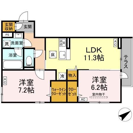 DーASPIRATION(2LDK/1階)の間取り写真