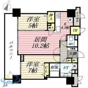 ル・サンク札幌北14条ノースプレミアム(2LDK/2階)の間取り写真