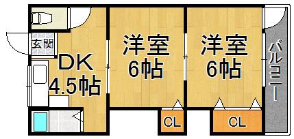 第二宝来マンション(2DK/1階)の間取り写真