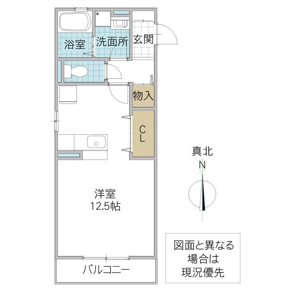 セジュール・スクエア(ワンルーム/1階)の間取り写真