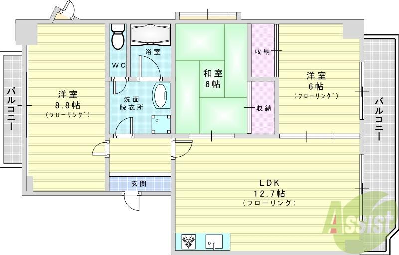奥センチュリーハイツ1(3LDK/4階)の間取り写真