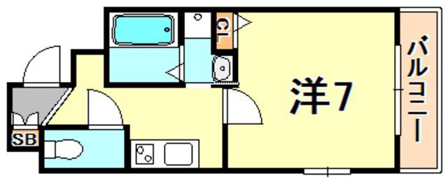 ロイスグラン神戸下沢通(1K/7階)の間取り写真