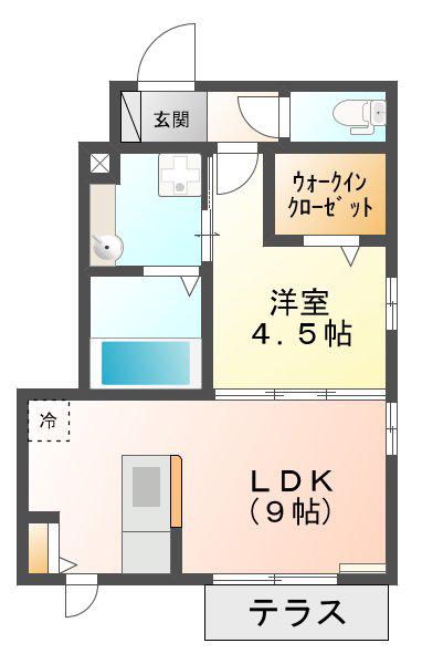 アルバグランデB棟(1LDK/1階)の間取り写真