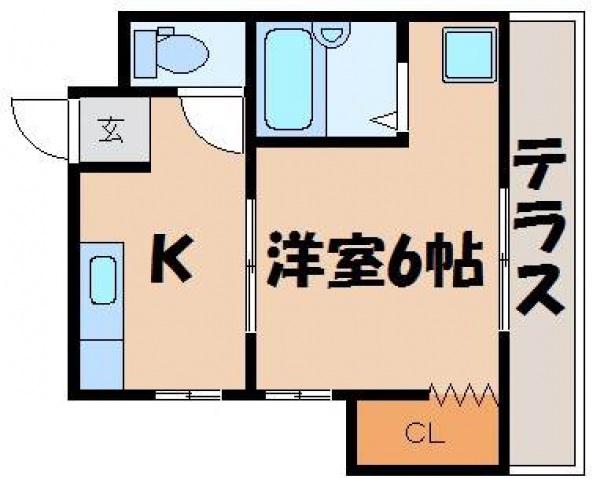平野アパート(1K/1階)の間取り写真