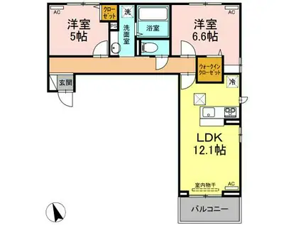 ロイヤル サン A棟(2LDK/1階)の間取り写真