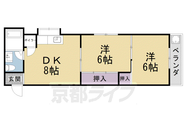 マルシン四ノ宮ハイツ(2DK/2階)の間取り写真