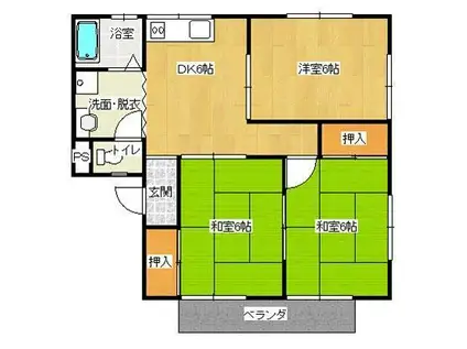 コーポラス長府台(3DK/2階)の間取り写真