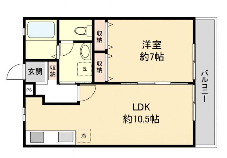 グリーンハイツ古市(1LDK/2階)の間取り写真