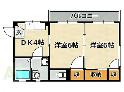 ハイツ朝(2DK/2階)の間取り写真