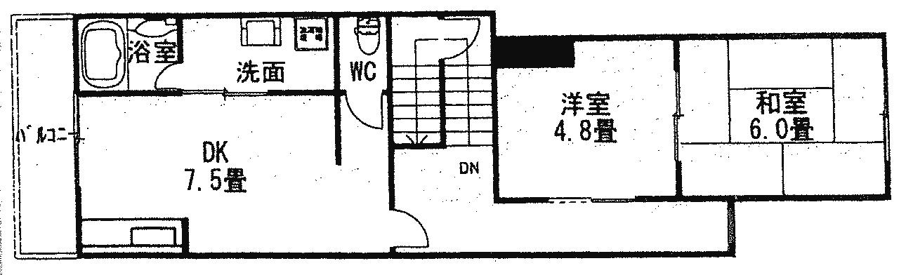 ルミナス六甲(2DK/5階)の間取り写真
