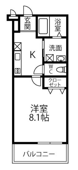 ベルドミール末広七番館(1K/1階)の間取り写真