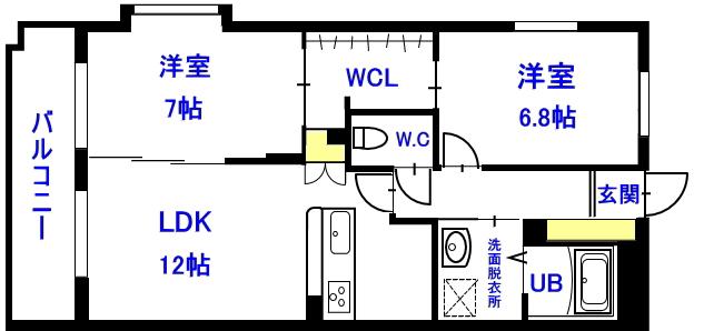 アンジェラ(2LDK/3階)の間取り写真