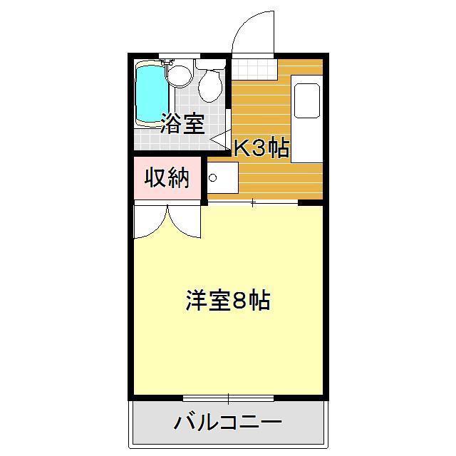 ハイツ西の後(1K/2階)の間取り写真