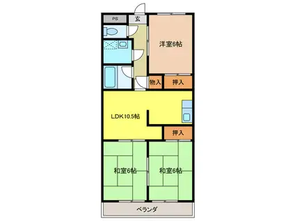マンション東柴第ニ(3LDK/2階)の間取り写真