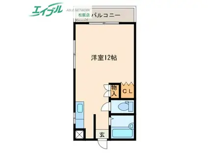 メゾン飛鳥(ワンルーム/2階)の間取り写真