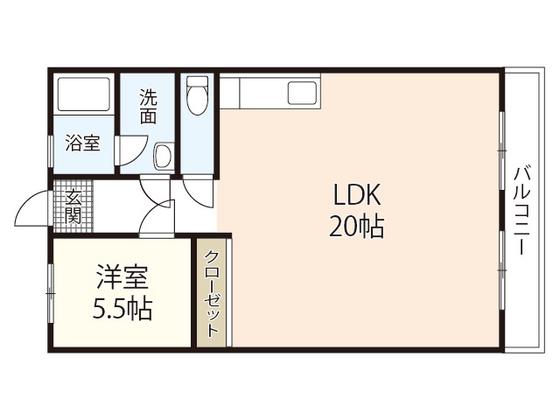 森田ビル(1LDK/4階)の間取り写真
