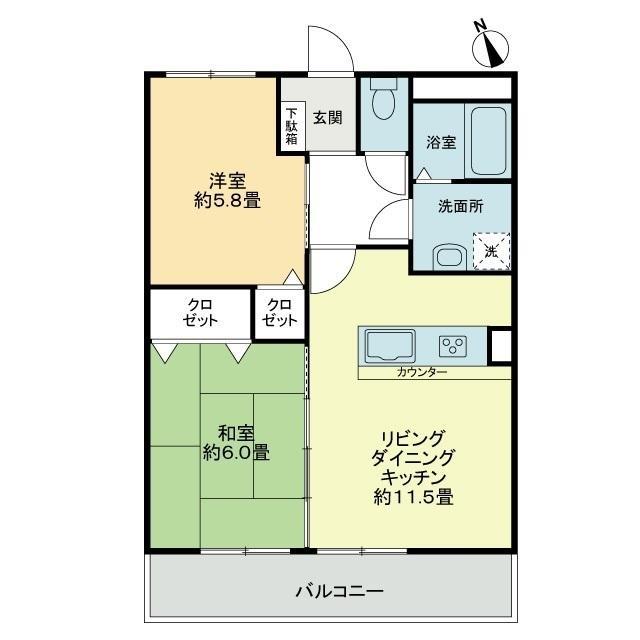 メゾンドシャルマンJ&S(2LDK/2階)の間取り写真