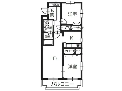 プリマクラッセ(2LDK/1階)の間取り写真