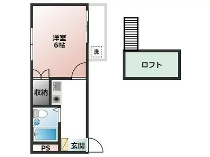 エスポワール西田(1K/2階)の間取り写真