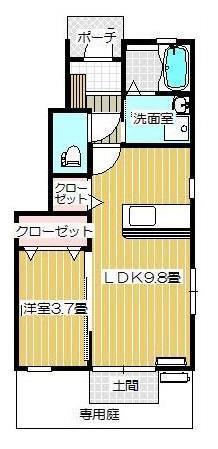 BROOKLYN(1LDK/1階)の間取り写真