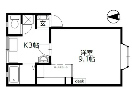 マーセル瑞祥(1K/2階)の間取り写真