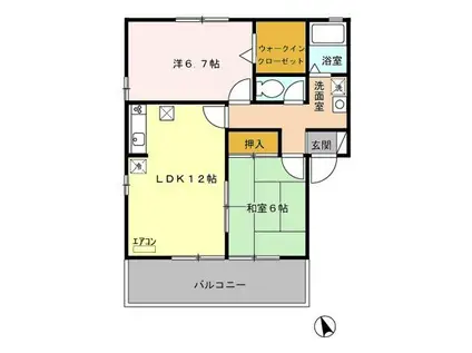 ベルテB(2LDK/1階)の間取り写真