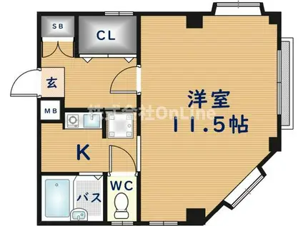 ハイツレインボーK(1K/3階)の間取り写真