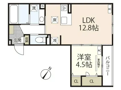 CAMPANELLA高須(1LDK/1階)の間取り写真
