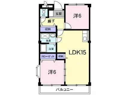 グリーンハイツ芝I(2LDK/2階)の間取り写真