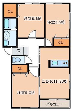 グランシャリオII(3LDK/2階)の間取り写真