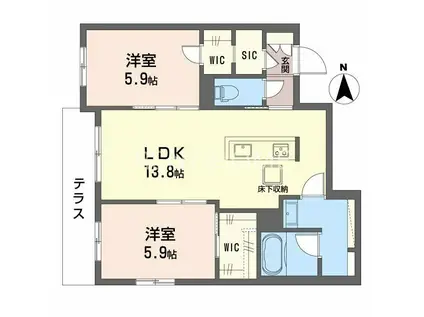 シャーメゾンケーツー(2LDK/1階)の間取り写真