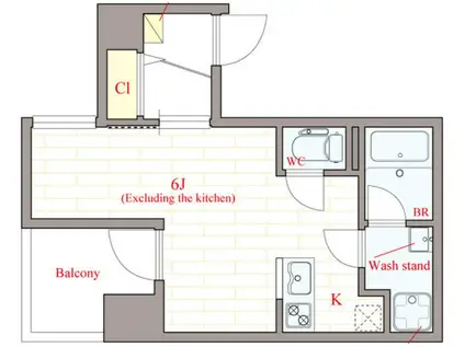 ALEX KITAHORIE(ワンルーム/5階)の間取り写真