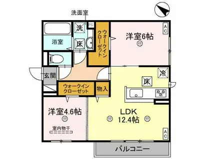 グランヴェール6(2LDK/2階)の間取り写真