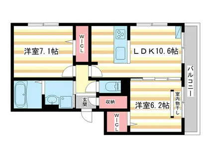 萩II・B棟(2LDK/3階)の間取り写真
