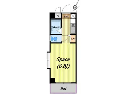 モンテメール仲田(1K/2階)の間取り写真