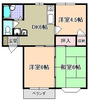 ファミール平野(3DK/2階)の間取り写真