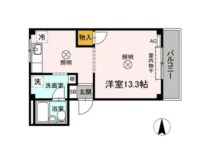 マルベリーハイツ(ワンルーム/3階)の間取り写真