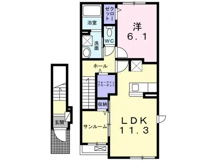 ル・ソレイユ(1LDK/2階)の間取り写真