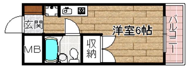 コスミティ高槻(1K/4階)の間取り写真