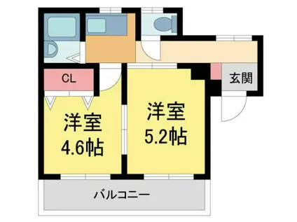 オリーブハイツ(2K/1階)の間取り写真