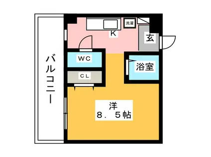 AU GRAND SOLEIL(ワンルーム/4階)の間取り写真
